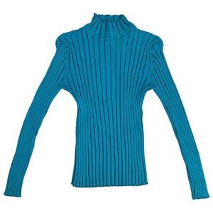 🍓VINTAGE BLUE NEON TUTTI FRUTTI RIBBED KNIT TURTLE NECK SWEATER🍓
